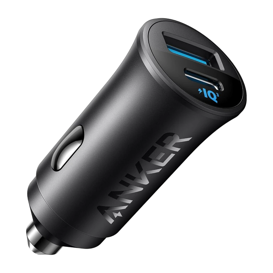 Complete Black Anker PowerDrive 30W two-port car charger