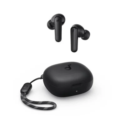 Soundcore P25i — complete Black earbuds and case