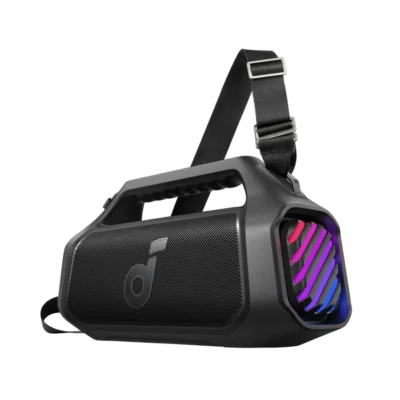 Soundcore Boom 2 Plus Phantom Black — complete speaker with carrying strap
