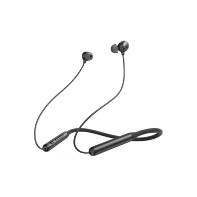 Complete Black Soundcore Life U2i neckband and both connected earpieces