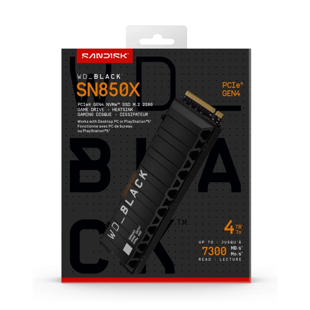 4TB WD BLACK SN850X NVMe SSD with Heatsink