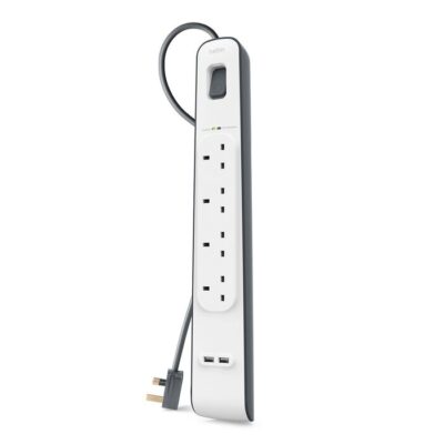 Belkin 4-Outlet Surge Protection Strip With 2.4 Amp 2XUSB Charging, 2M Power Cord