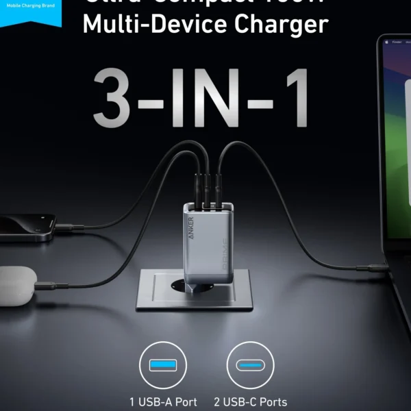 Anker Prime Charger 100W, 3 Ports, GaN