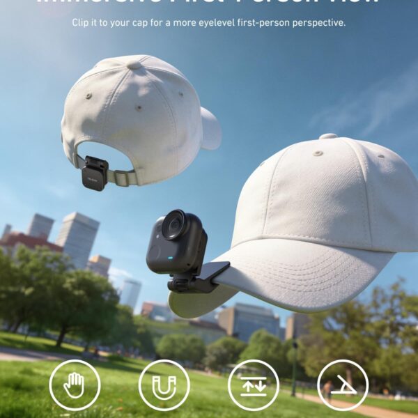 Telesin Magnetic Quick Release Hat Cap Clip Mount for Insta360 Go Ultra