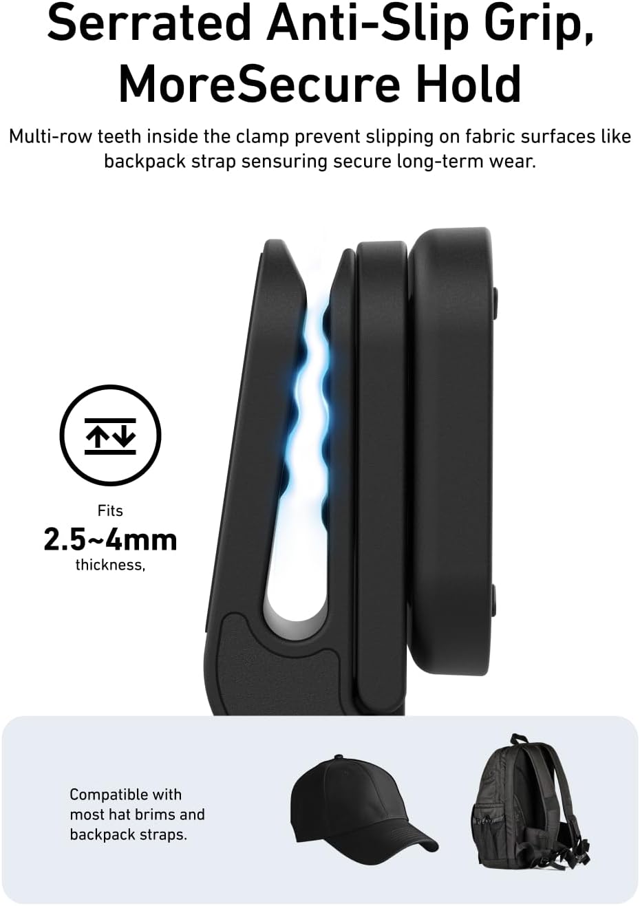 Telesin Magnetic Quick Release Hat Cap Clip Mount for Insta360 Go Ultra