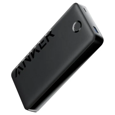 Complete Black Anker 325 PowerCore 20K II power bank showing its two ports