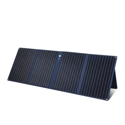 Anker PowerSolar 3-Port 100W — complete unfolded solar panel with dark Blue cells and supporting legs