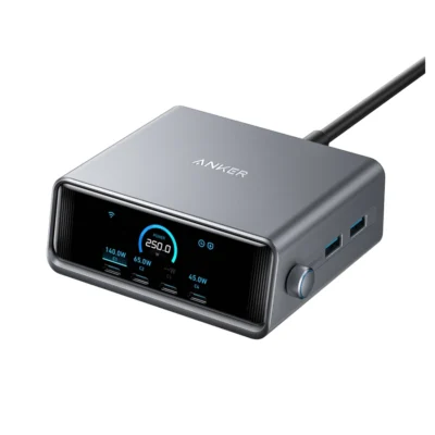 Complete Silver Anker Prime 250W desktop charger and six outputs