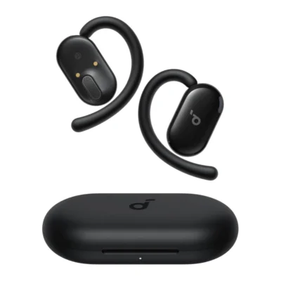 Soundcore V20i — Black earbuds and closed charging case