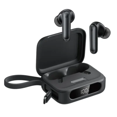 Complete Soundcore P41i Black (No Lightning Adapter) earbuds and phone-charging case