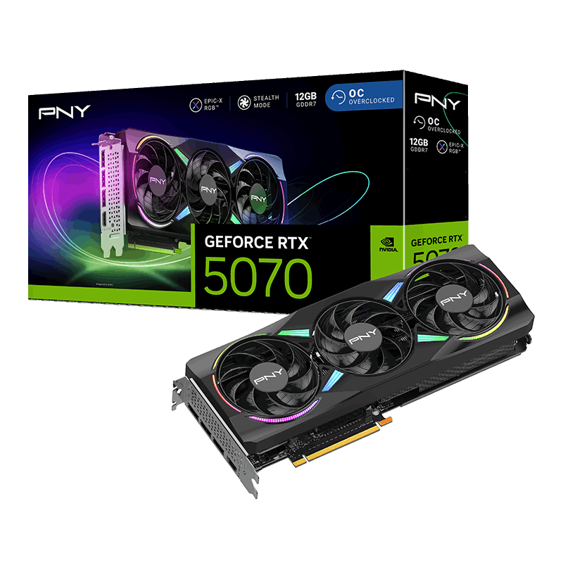 PNY GeForce RTX 5070 ARGB EPIC-X RGB OC Triple Fan 12GB GDDR7 GPU