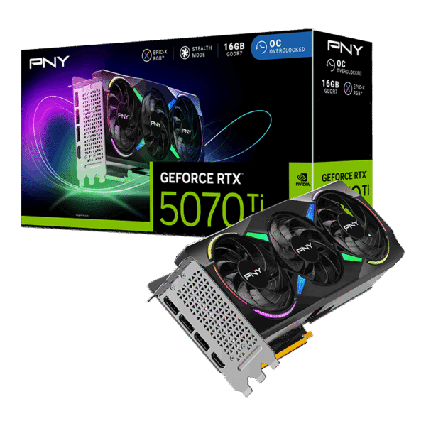 PNY GeForce RTX 5070 Ti EPIC-X RGB Overclocked Triple Fan Plus 16GB GDDR7 GPU