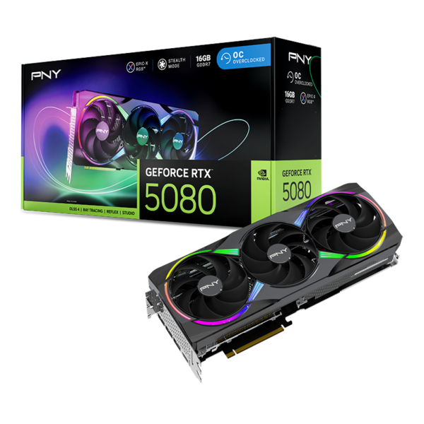 PNY GeForce RTX 5080 ARGB EPIC-X RGB OC Triple Fan 16GB GDDR7 GPU