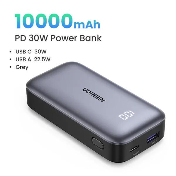 UG-25185 UGREEN Nexode 10000mAh 30W Two-way Fast Charging Power Bank - PB502