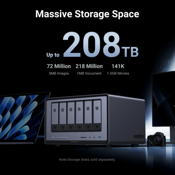 UGREEN NASync DXP6800 Pro - Core i5 1235U, 10GbE Port, Wi-Fi 6, 8K HDMI