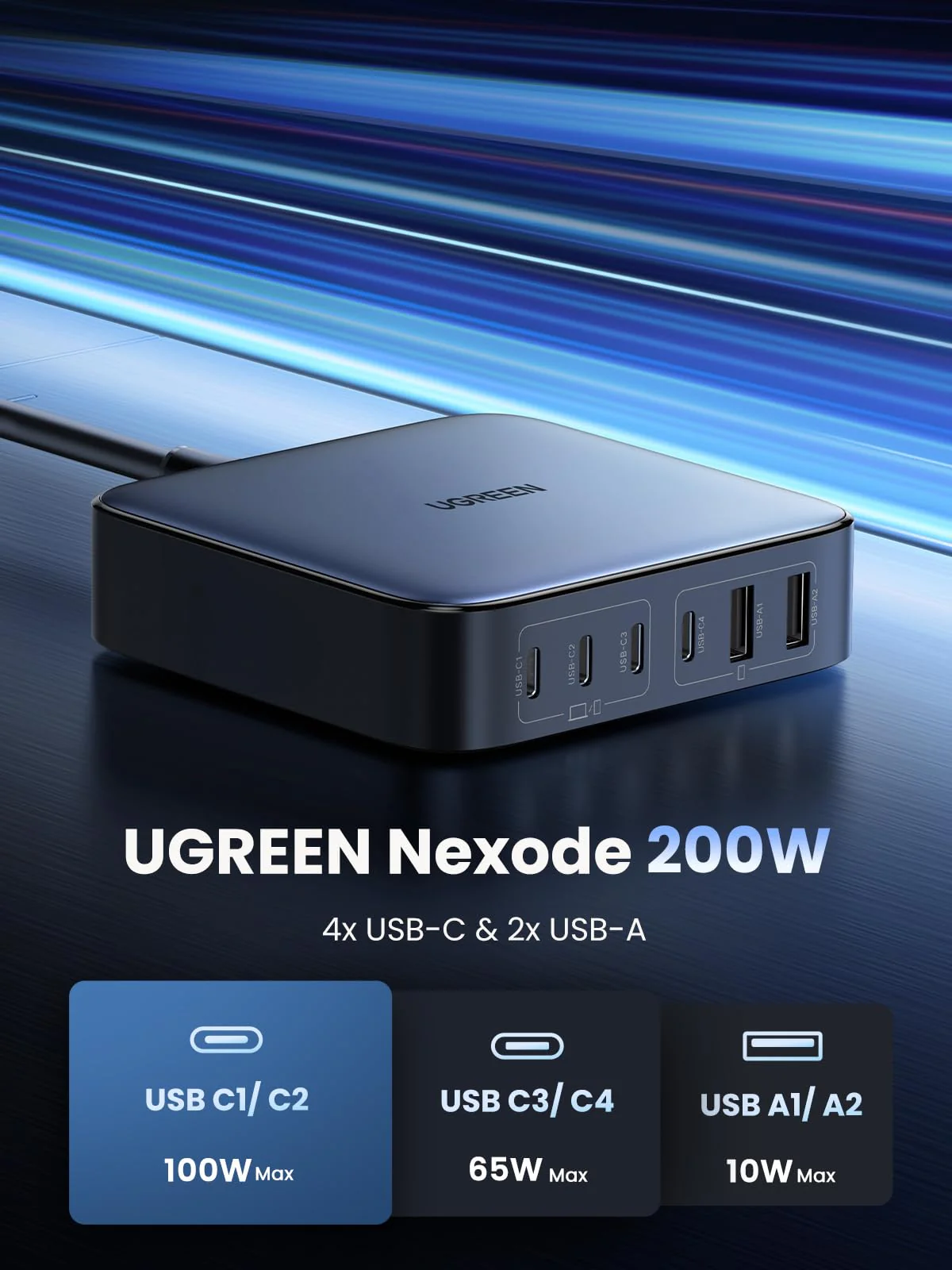 UGN-40915 UGREEN Nexode Charger 6-Port 200W CD271