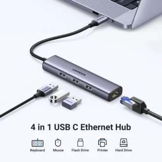 UGREEN USB-C to 3×USB 3.0 Hub + Gigabit Ethernet Adapter (CM475 / UG-60600)