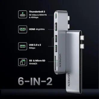UGREEN 6-in-2 USB-C Multifunction Adapter for MacBook (CM380 / UG-80856)