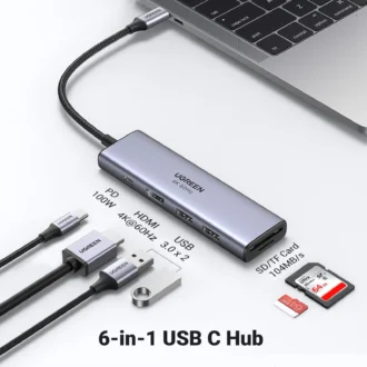 UGREEN 6 in 1 Multifunction Adapter USB-C To 4K HDMI + 3× USB 3.0 + SD/TF Converter (CM511 / UG-60383)