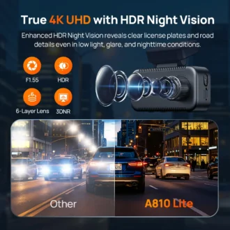 70mai A810 Lite 4K Dash Cam Front and Rear Set