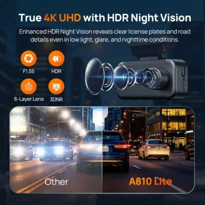 70mai A810 Lite 4K Dash Cam Front and Rear Set