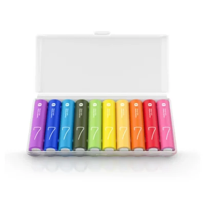 Xiaomi AAA Rainbow Batteries (10 Count) — complete AAA cells and open storage container