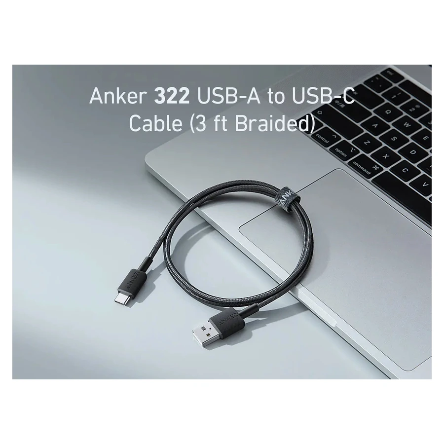 Complete Black Anker322 USB-A toUSB-C braided3ft cable