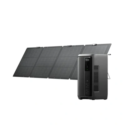 EcoFlow DELTA 3 2000 Air shown with an optional solar panel sold separately