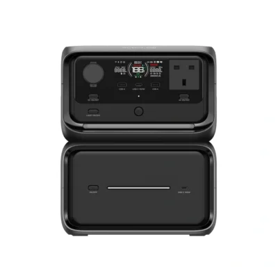 Front ports of EcoFlow RIVER 3 Max Plus and EB600 extra battery