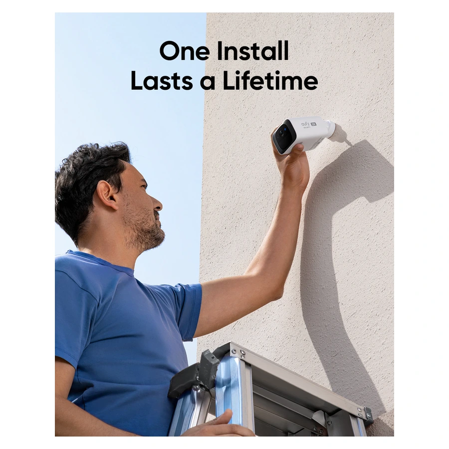 Eufy SoloCam S220 — complete camera during wall installation