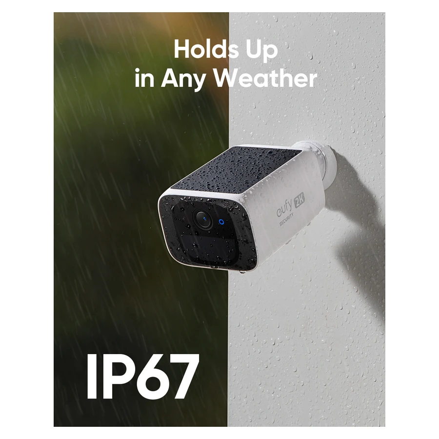 Eufy SoloCam S220 — complete installed camera in official weather illustration