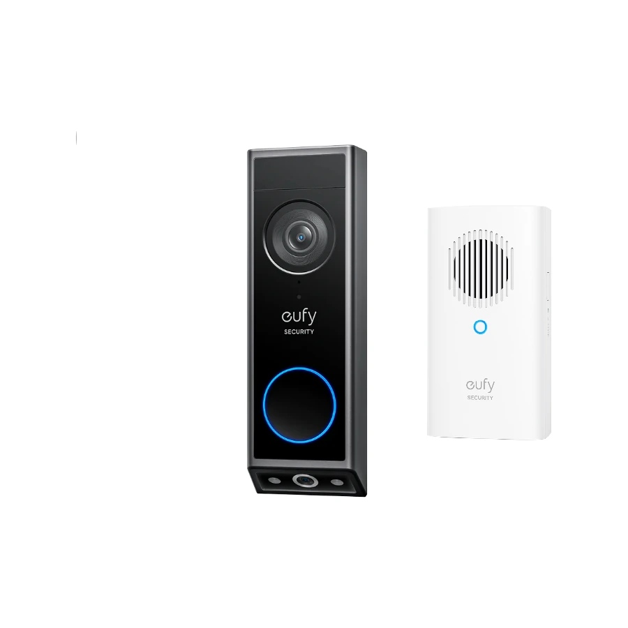 Eufy Video Doorbell E340 with Chime — complete Black doorbell and included indoor chime