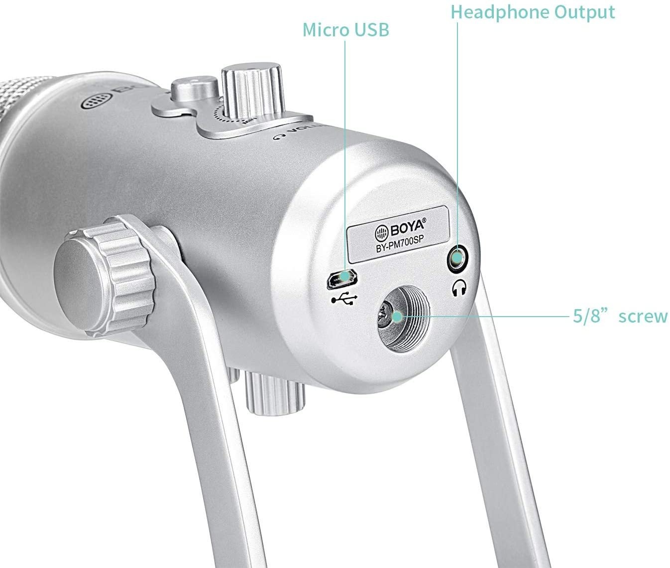 BOYA BY-PM700SP USB and Lightning Desktop Microphone - Manufacturer view 3