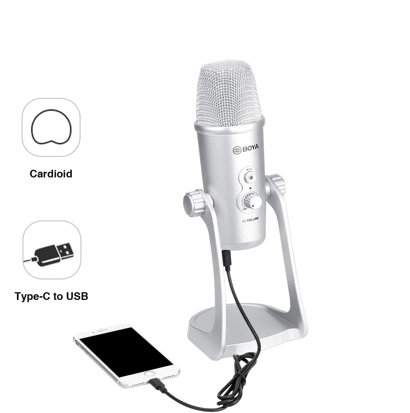 BOYA BY-PM700SP USB and Lightning Desktop Microphone - Manufacturer view 2