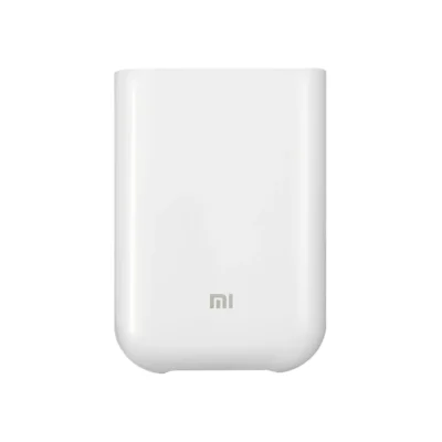 Complete white Mi Portable Photo Printer on a plain background