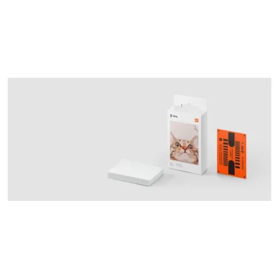 Whole 20-sheet photo paper pack displayed with its matching sheets and setup card