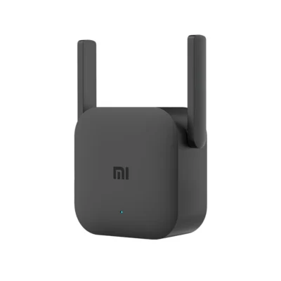 Complete black Mi Wi-Fi Range Extender Pro with both antennas visible