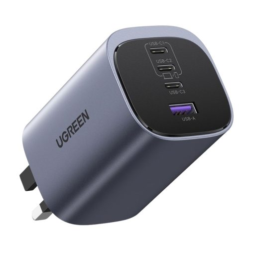 UGREEN Nexode S 100W 4-Port charger with UK plug on white background