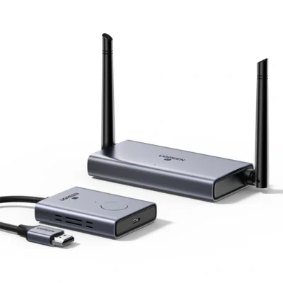 UGREEN CM506 50m wireless HDMI transmitter and receiver on white background