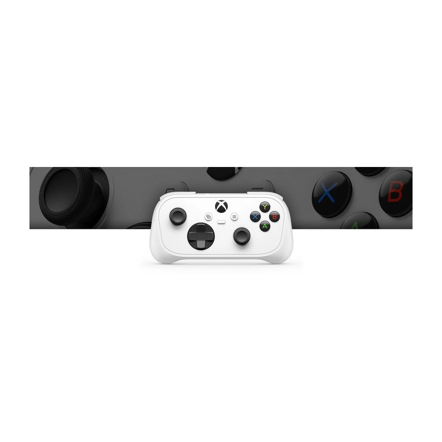 Front view of XBOX Nano Controller with close-up view in the background.