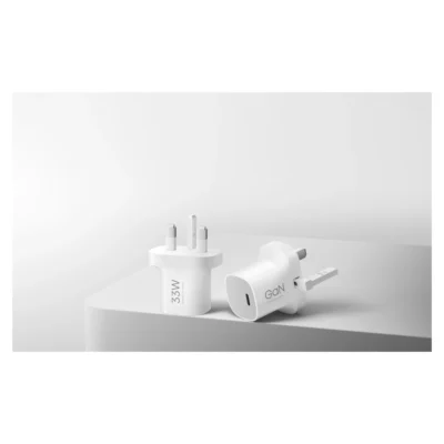 Complete Xiaomi 33W Nano UK adapters shown in two orientations