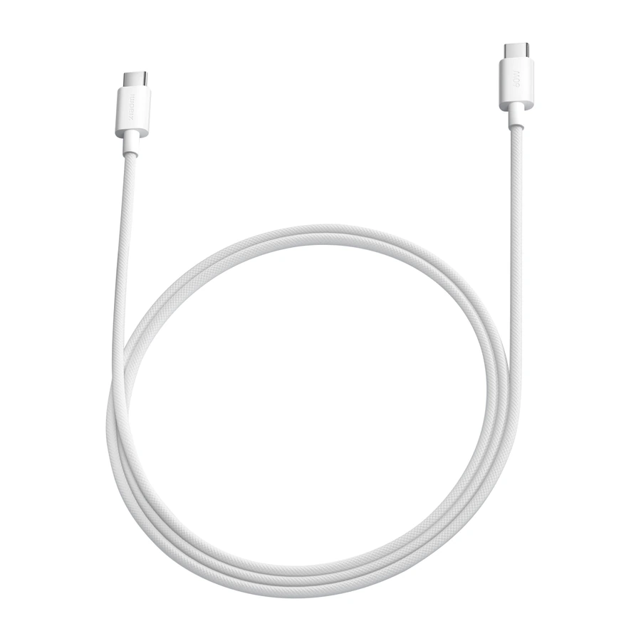 Xiaomi 3A Braided USB-C to USB-C Cable (1m) — complete White cable with both USB-C connectors