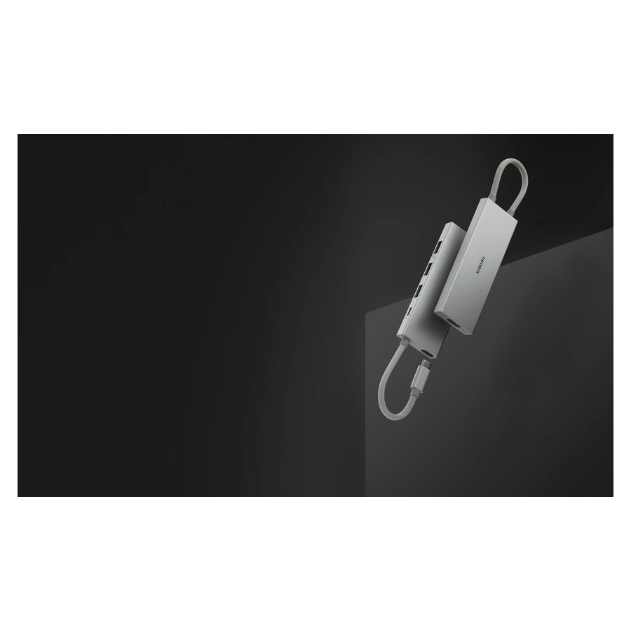 Xiaomi 5-in-1 Type-C Hub — complete hub with its stored USB-C lead