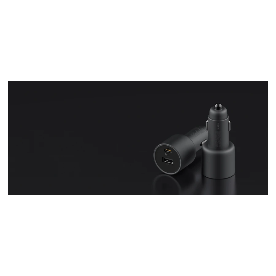Whole Xiaomi 67W Car Charger displayed upright and lying down