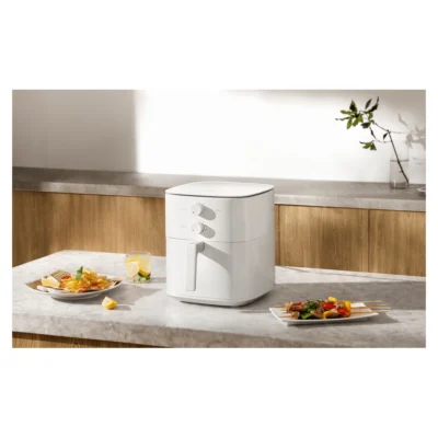 Xiaomi Air Fryer Essential 6L — complete White air fryer on a kitchen counter