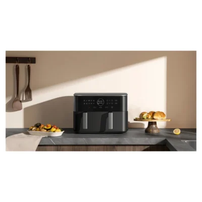 Xiaomi Dual Zone Air Fryer 10L — complete Black dual-zone air fryer on a kitchen counter