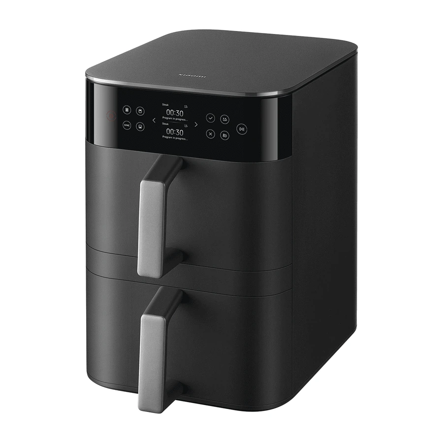 Complete Black Xiaomi Dual Zone Air Fryer 12L with two stacked baskets