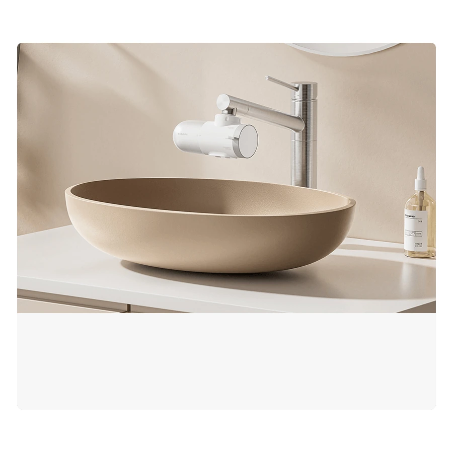 Xiaomi Faucet Water Purifier — complete purifier above a wash basin