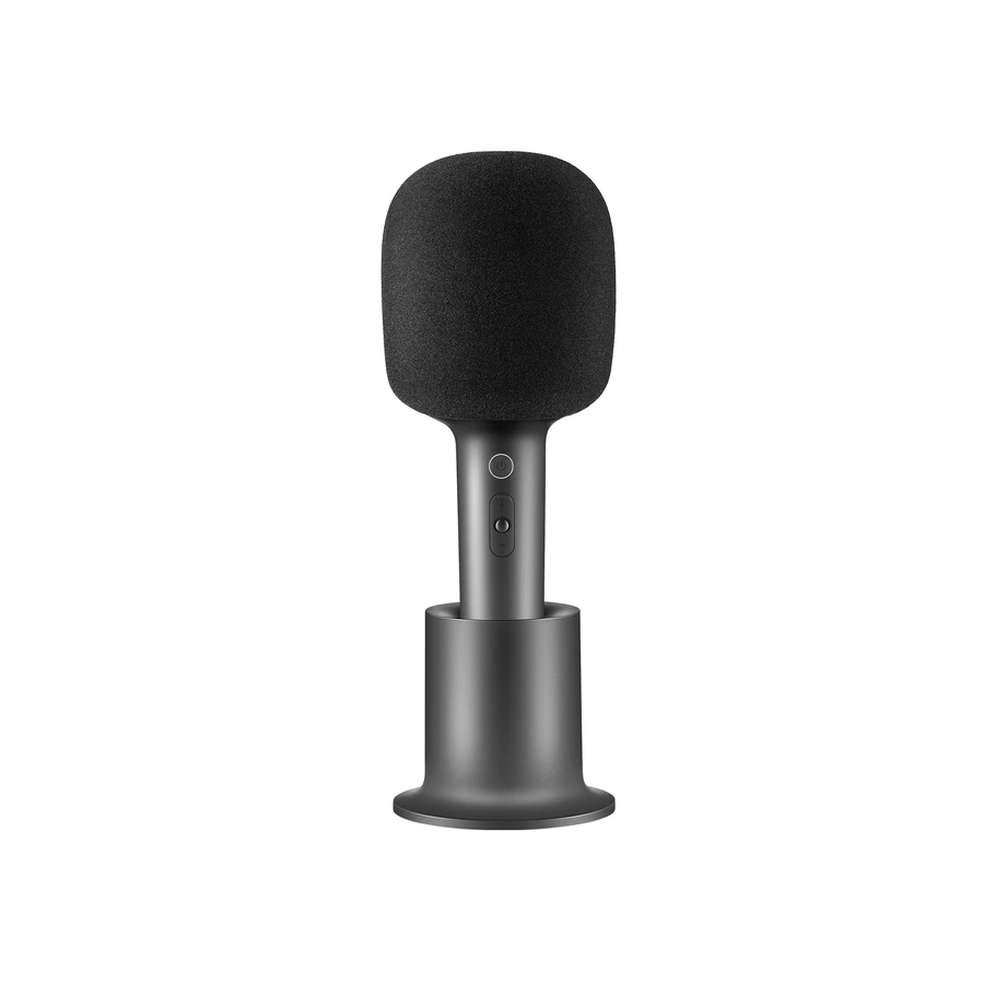 Complete black Xiaomi Karaoke Microphone standing in its base