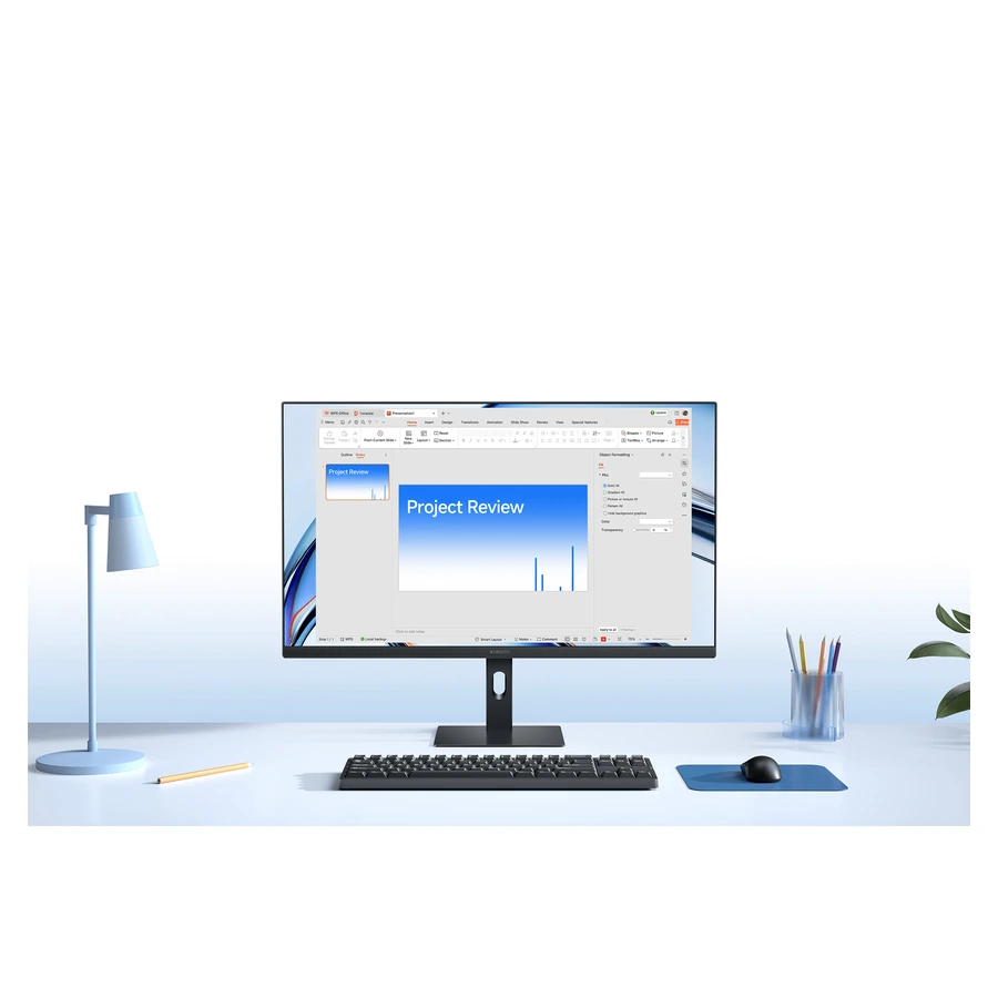 Xiaomi Monitor A24i 2026 — complete display and stand in use